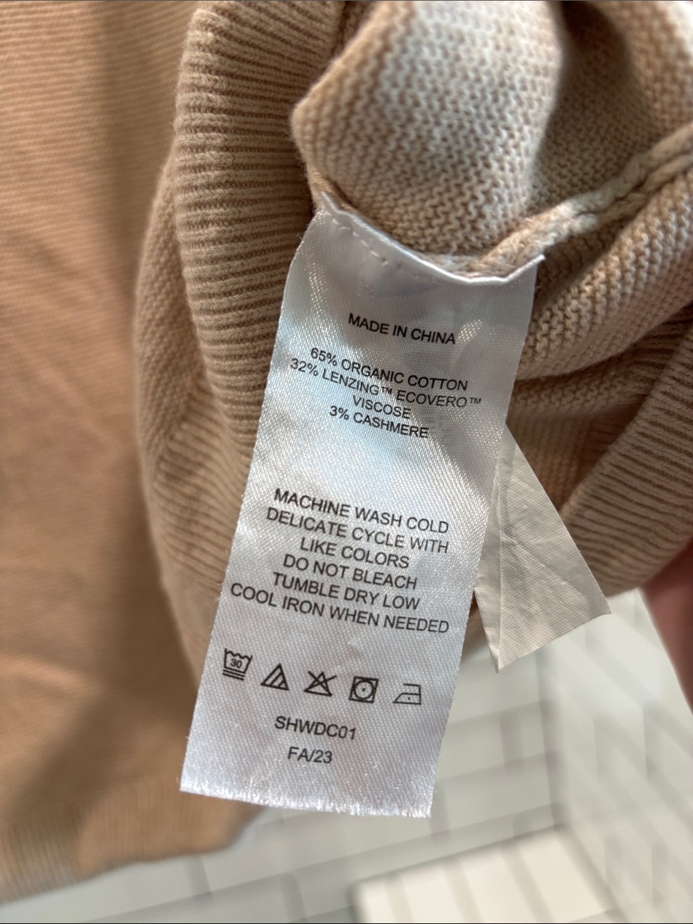 Quince Beige Short-Sleeve Dolman Cotton-Cashmere Sweater, XL - Picture 3 of 3